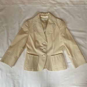 Banana Republic Beige Seersucker 3/4 Sleeve Jacket